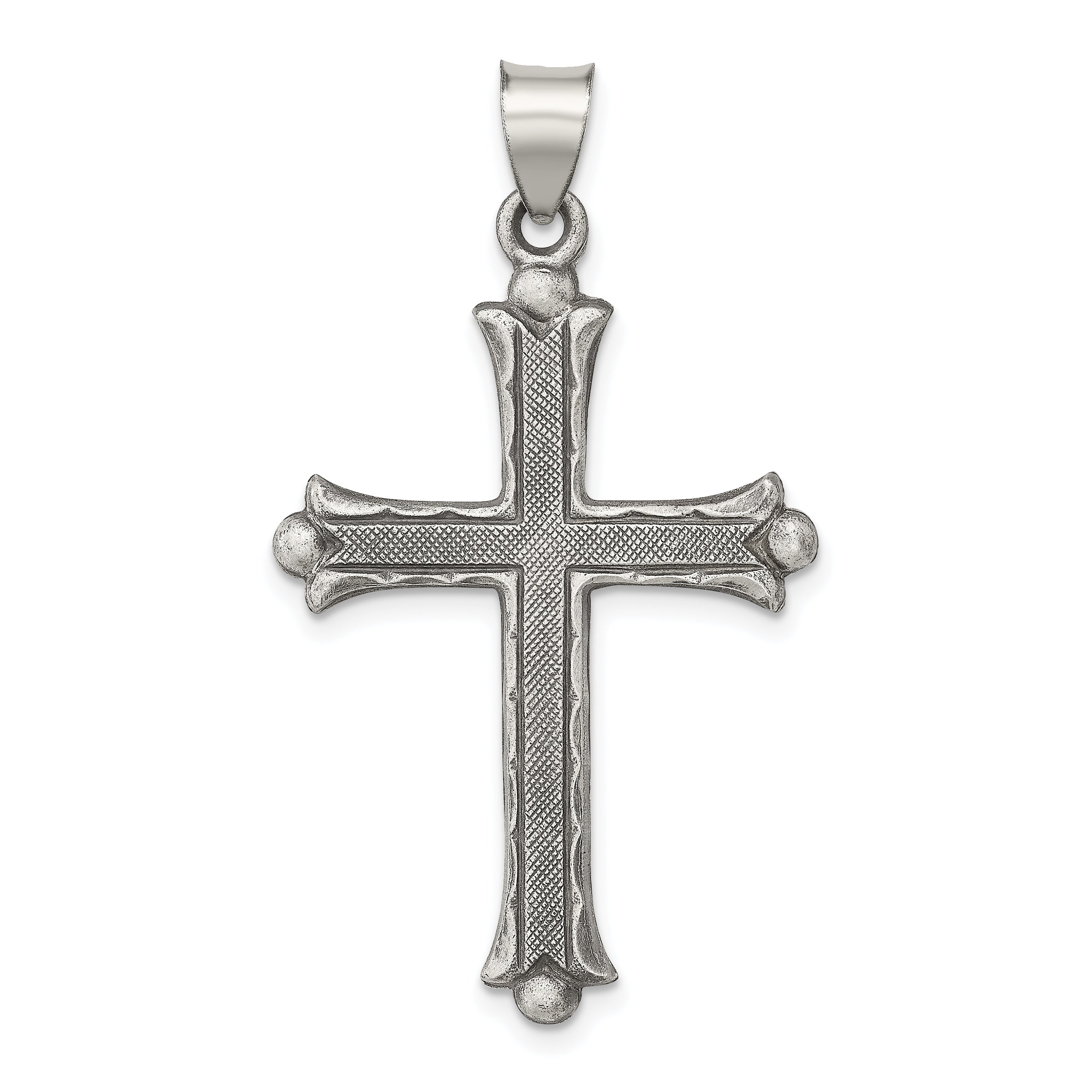 Sterling Silver Antiqued, Polished and Brushed Latin Cross Pendant