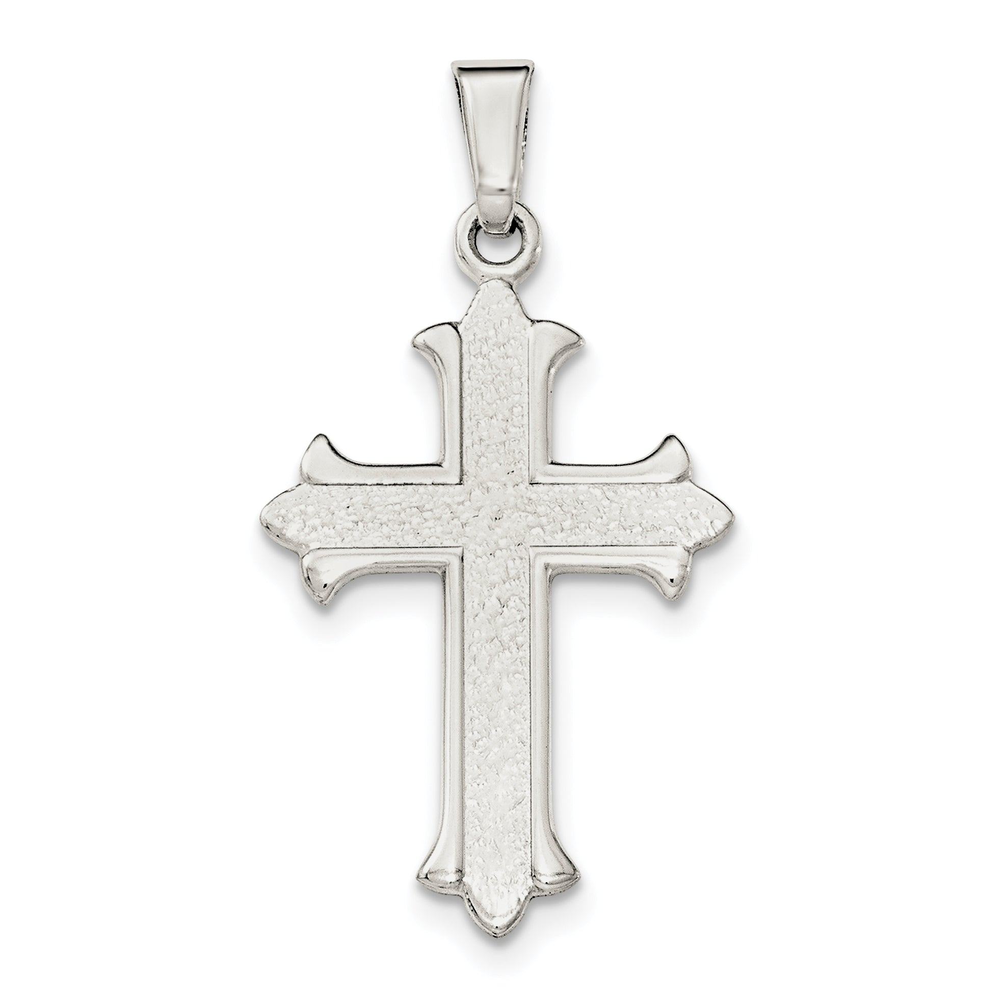 Sterling Silver Polished Textured Cross Pendant