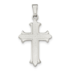 Sterling Silver Polished Textured Cross Pendant