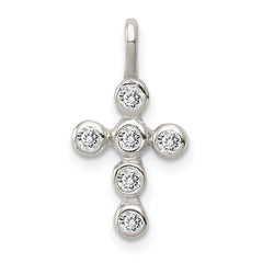 Sterling Silver Polished Cross CZ Charm