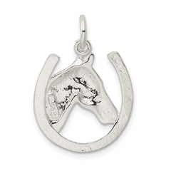 Sophia Jewelers 925 Sterling Silver Horseshoe Pendant with Polished Horse Head