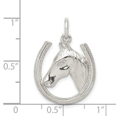 Sophia Jewelers 925 Sterling Silver Horseshoe Pendant with Polished Horse Head