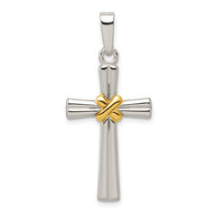Sterling Silver & Gold-tone Polished Latin Cross Pendant
