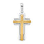 Sterling Silver Rhodium-plated & Gold-tone Brshd/Polished Cross Pendant