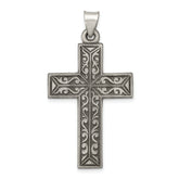 Sterling Silver Antiqued, Polished and Brushed Latin Cross Pendant