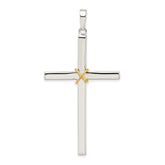 Sterling Silver Polished w/Gold-plated Rope Hollow Crucifix Pendant