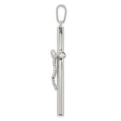Sterling Silver 925 Polished Crucifix Pendant with Hollow Design