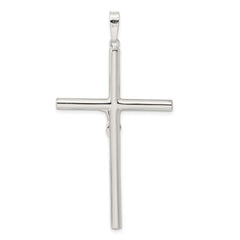 Sterling Silver 925 Hollow Crucifix Pendant with Polished Anti-Tarnish Finish