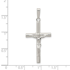 Sterling Silver 925 Polished Hollow Crucifix Pendant with Anti-Tarnish Finish