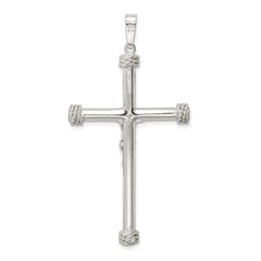Sterling Silver Polished Textured Hollow Crucifix Pendant