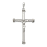 Sterling Silver Polished Textured Hollow Crucifix Pendant