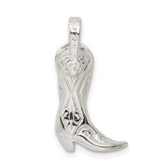 Sterling Silver 925 Cowboy Boot Charm with Polished Finish and Anti-Tarnish Coating