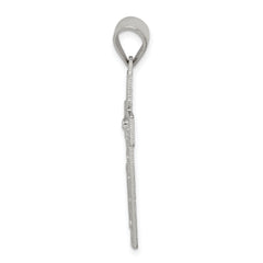 Sterling Silver 925 Crucifix Pendant with Polished Textured Finish