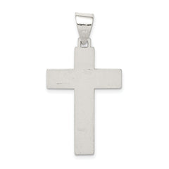 Sterling Silver 925 Crucifix Pendant with Polished Textured Finish