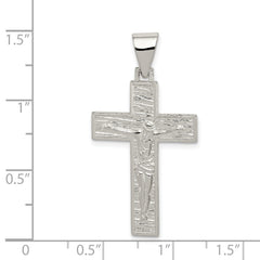 Sterling Silver 925 Crucifix Pendant with Polished Textured Finish