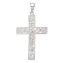 Sterling Silver Polished Beaded Filigree Crucifix Pendant