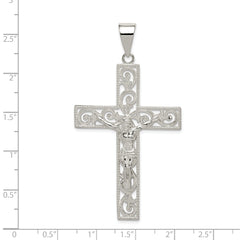 Sterling Silver Polished Beaded Filigree Crucifix Pendant