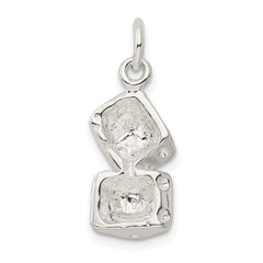 Sterling Silver 925 Polished Dice Charm with Solid Anti-Tarnish Finish