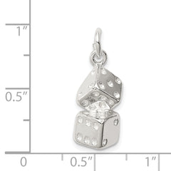 Sterling Silver 925 Polished Dice Charm with Solid Anti-Tarnish Finish