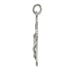 Sterling Silver 925 INRI Crucifix Pendant with Antiqued Brushed Finish