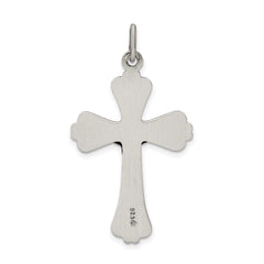Sterling Silver 925 INRI Crucifix Pendant with Antiqued Brushed Finish