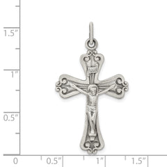 Sterling Silver 925 INRI Crucifix Pendant with Antiqued Brushed Finish