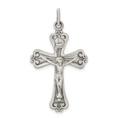 Sterling Silver Antiqued and Brushed INRI Crucifix Pendant