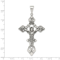 Sterling Silver Antiqued Large INRI Crucifix Pendant