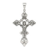 Sterling Silver Antiqued Large INRI Crucifix Pendant
