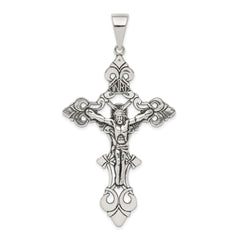 Sterling Silver Antiqued Large INRI Crucifix Pendant