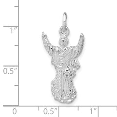 Unisex Sterling Silver 925 Jesus Pendant Polished Textured Finish