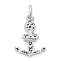 Sterling Silver 925 Mariner Cross Pendant with Polished Crystal Accent
