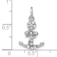 Sterling Silver 925 Mariner Cross Pendant with Polished Crystal Accent