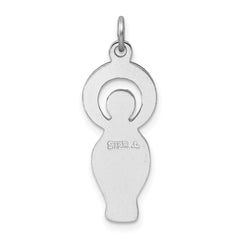 Sterling Silver 925 Miraculous Medal Pendant with CZ Rhodium Finish