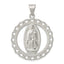Sterling Silver Polished Religious Ruffled Circle Pendant