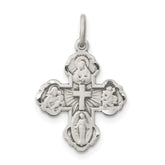 Sterling Silver Antiqued Mini 4-way Medal Cross Pendant