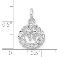 Sterling Silver Unisex Wreath Charm with Polished Textured Finish