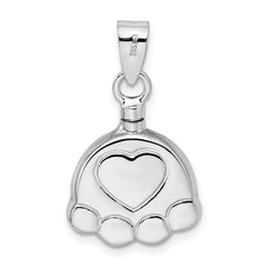 Sterling Silver 925 Polished Paw Ash Holder Pendant by Sophia Jewelers