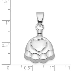 Sterling Silver 925 Polished Paw Ash Holder Pendant by Sophia Jewelers