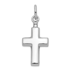 Sterling Silver 925 Rhodium-Plated Cross Ash Holder Pendant Polished Elegance