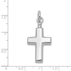Sterling Silver 925 Rhodium-Plated Cross Ash Holder Pendant Polished Elegance