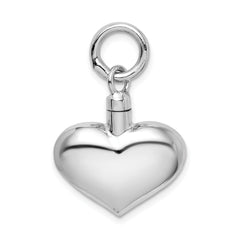 Sterling Silver Rhodium-plated Polished Puffy Heart Ash Holder Pendant