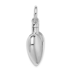 Sterling Silver Heart Ash Holder Pendant with Polished Rhodium Finish