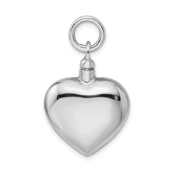 Sterling Silver Heart Ash Holder Pendant with Polished Rhodium Finish