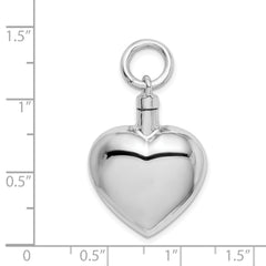 Sterling Silver Heart Ash Holder Pendant with Polished Rhodium Finish