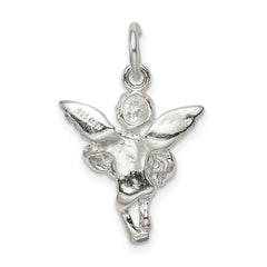 Sterling Silver 925 Angel Love Pendant with Polished Textured Finish