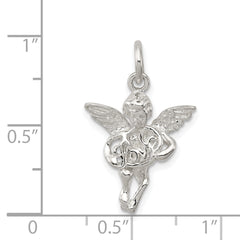 Sterling Silver 925 Angel Love Pendant with Polished Textured Finish