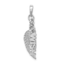 Sterling Silver Rhodium-Plated Angel Wing Pendant Polished Finish
