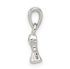 Sterling Silver CZ Angel Pendant with Polished Satin Finish