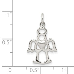 Sterling Silver 925 Angel Heart Charm Pendant Polished Finish Elegant Gift